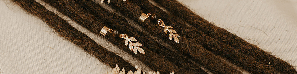 Brown locks of love with gold leaf beads