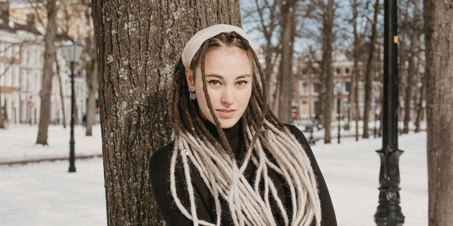 Romy with her XL Headband, accessories