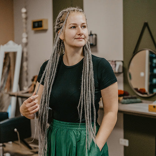 Dreadshop Thin Locks of Love Grandma Grey Bum Length