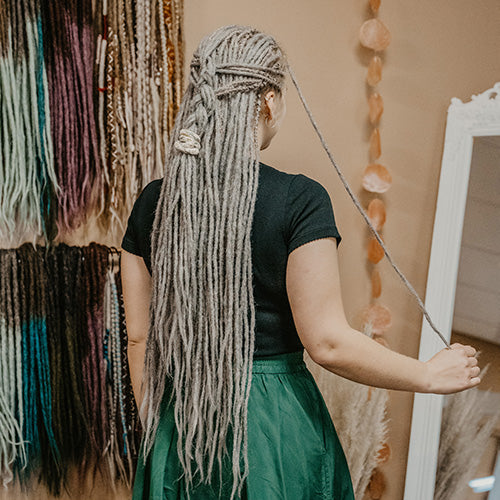 Dreadshop Thin Locks of Love Grandma Grey Bum Length
