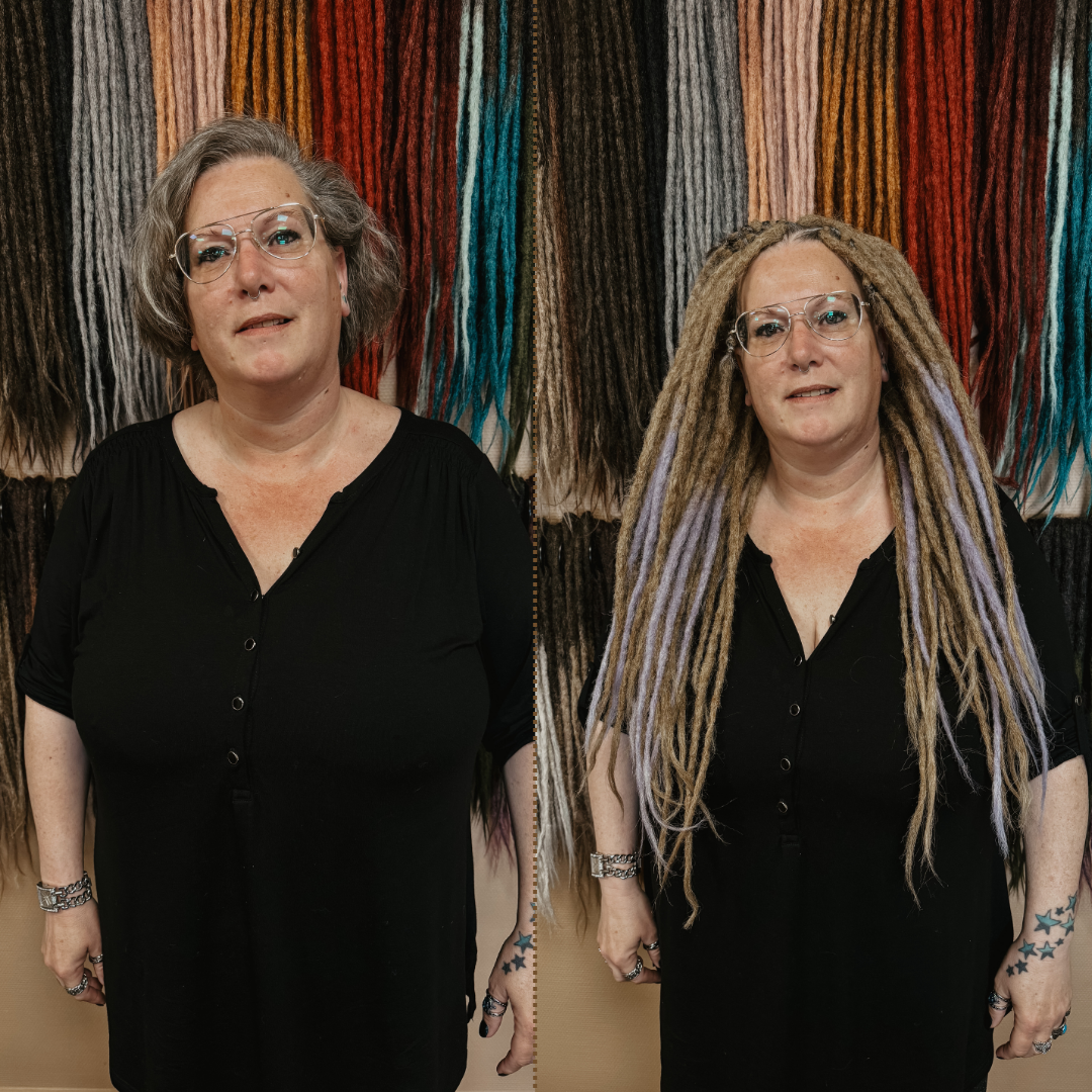 Violet by Di with Dark Blonde synthetic Dreadlocks at Dreadshop's Salon