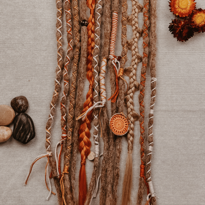 Decorated Dreadlocks Set | Golden Blush | with Braids | Dreadshop
