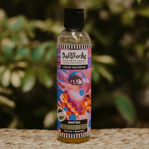 Dreadlock care for temporary dreadlocks and real dreads, best Dollylocks liquid shampoo at Dreadshop. Scent: Mintea