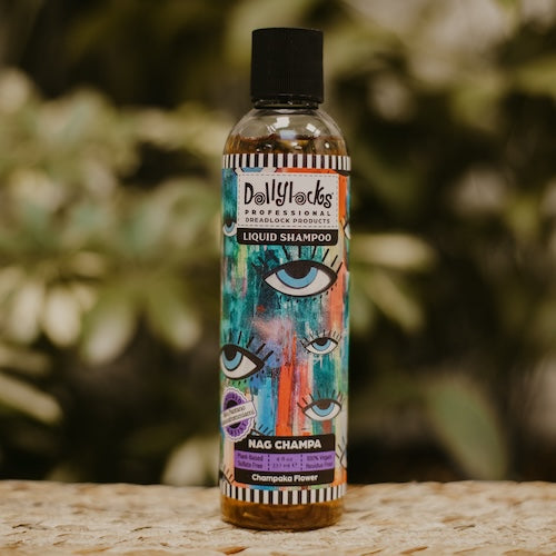 Dreadlock care for temporary dreadlocks and real dreads, best Dollylocks liquid shampoo at Dreadshop. Scent: Nag Champa