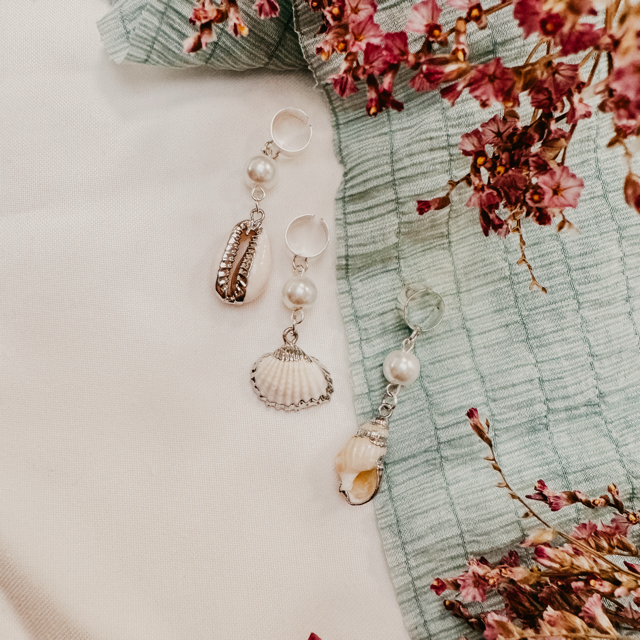 Dreadlock Decorationset Silver Shells