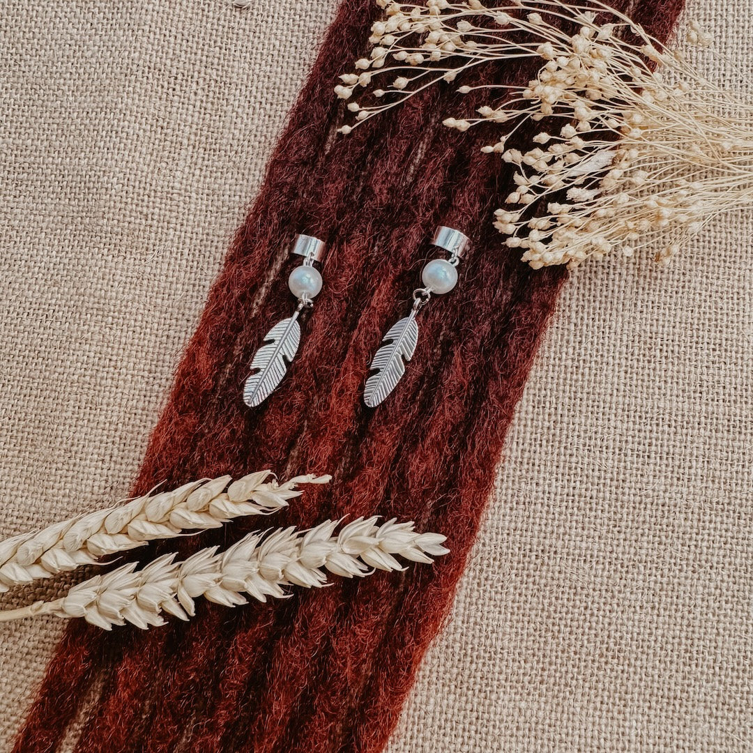Dreadlock Decorationset Silver Boho Feather