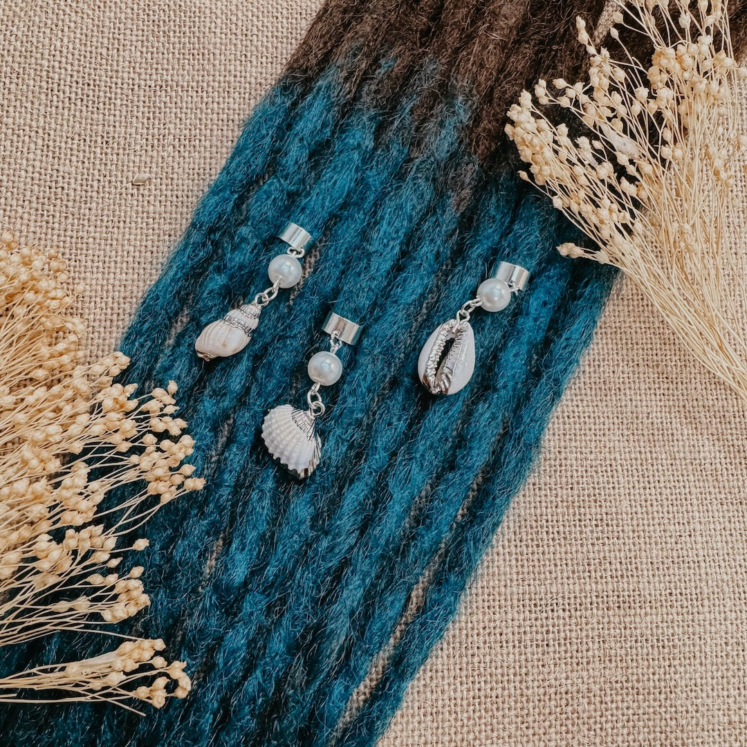 Dreadlock Decorationset Silver Shells