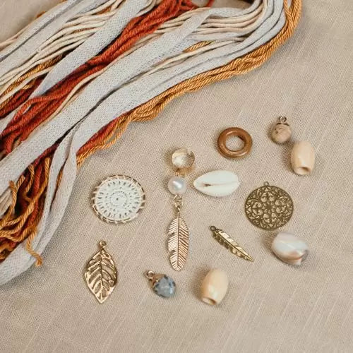 Do it yourself decoration set Beads with Yarn Custom set Orange