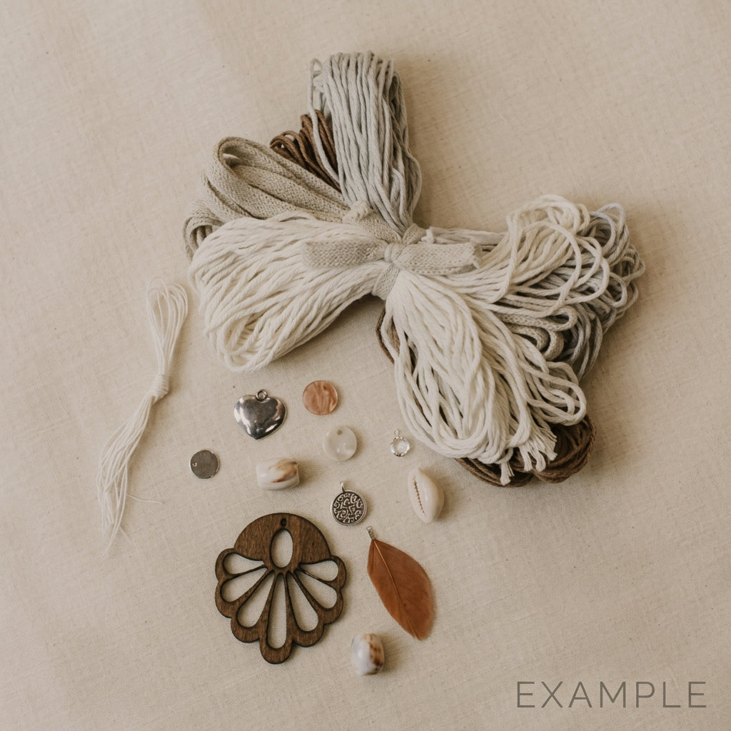 Do it yourself decoration set Beads with Yarn Custom set white brown