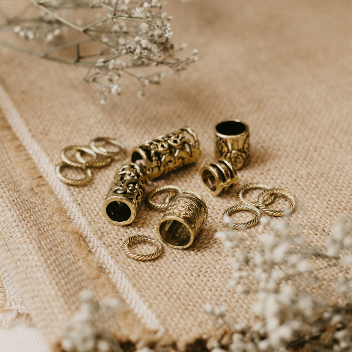 Gold Beads set for dreadlocks at Dreadshop