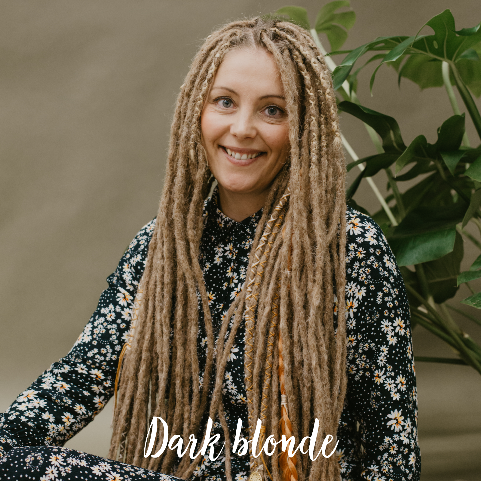 Renate wearing her set of Dark blonde Locks of Love, Shop the look, plain dreads, loose bundles