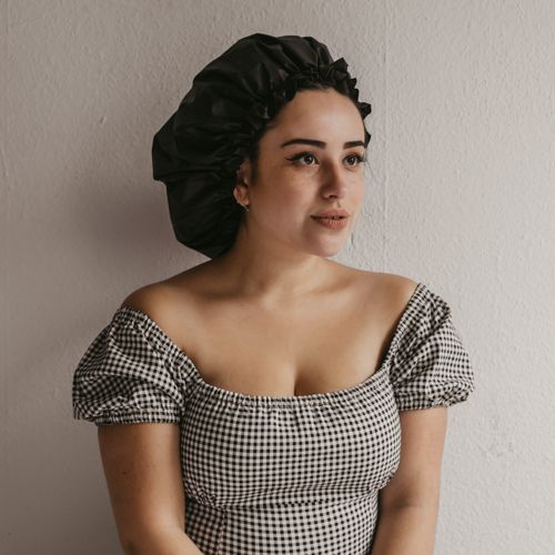 Romy wearing our Shower cap, Tools, Synthetic dread care, real dread care, Hair & tools, Care