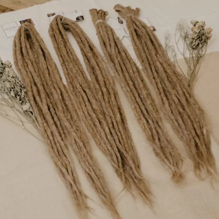 4 bundles of the dreadset Dark blonde in Bum length, Locks of Love Shop the look, dreadset full head, Dreadset original locks of love