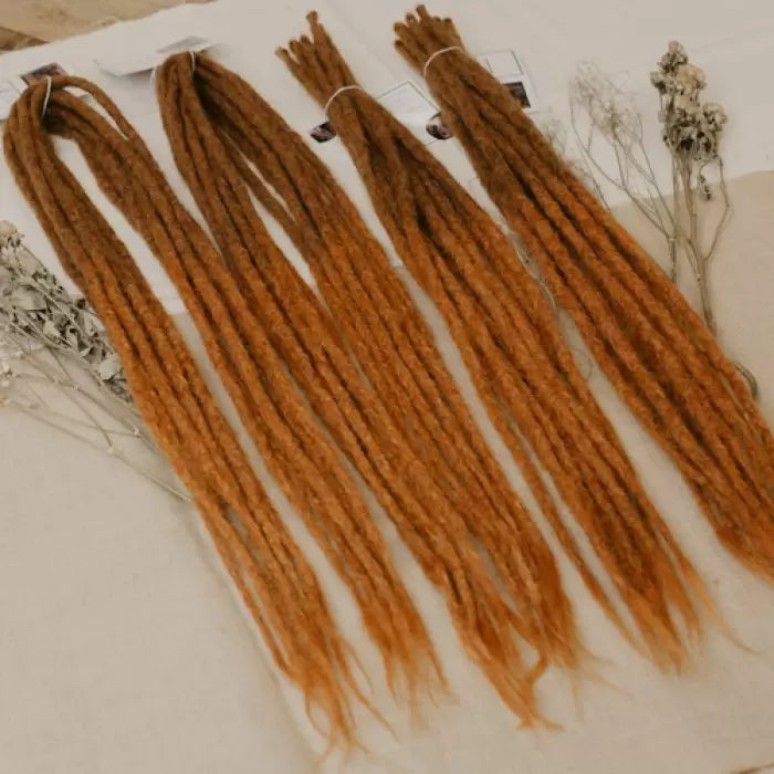 4 bundles of the dreadset Go ginger in Bum length, Dreadset Locks of Love Shop the look, dreadset full head, Dreadset original locks of love