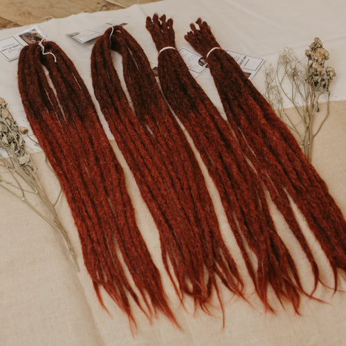 4 bundles of the dreadset Maroon in Bum length, Dreadset Locks of Love Shop the look, dreadset full head, Dreadset original locks of love