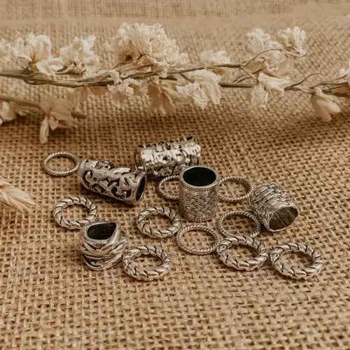 Silver Beads set for dreadlocks at Dreadshop