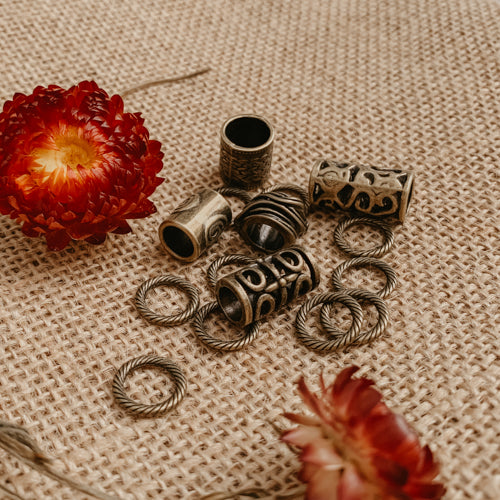 Mixed Beads set Bronze, for dreadlocks