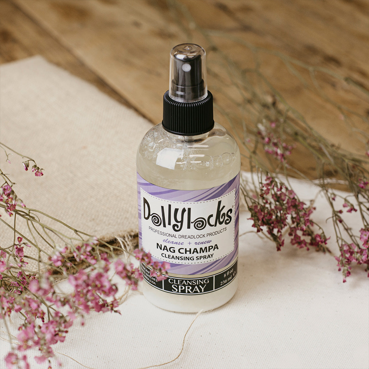 Cleansing spray lavender sky from Dollylocks, dread care