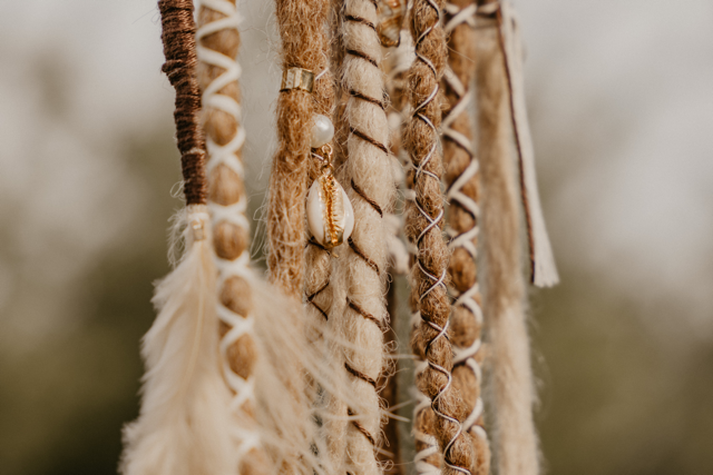 Decorated dreadlocks at Dreadshop 