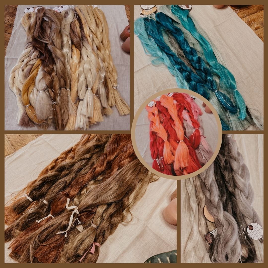 Collage of synthetic hair braids in bulk 