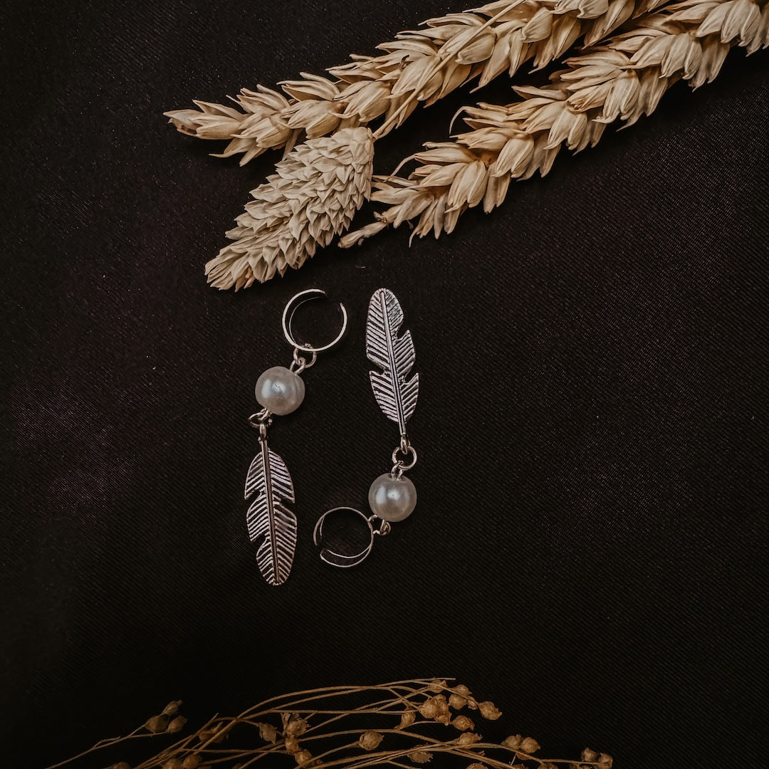 Set Boho Feather Beads | Silver