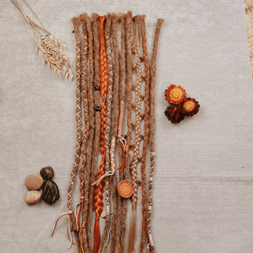 Decorated Dreadlocks Set | Golden Blush | with Braids | Dreadshop