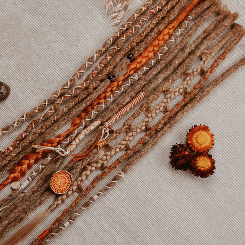 Decorated Dreadlocks Set | Golden Blush | with Braids | Dreadshop