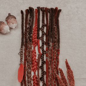 Decorated Dreadlocks Set | Red Oaky | with Braids | Dreadshop