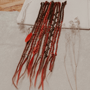 Decorated Dreadlocks Set | Red Oaky | with Braids | Dreadshop