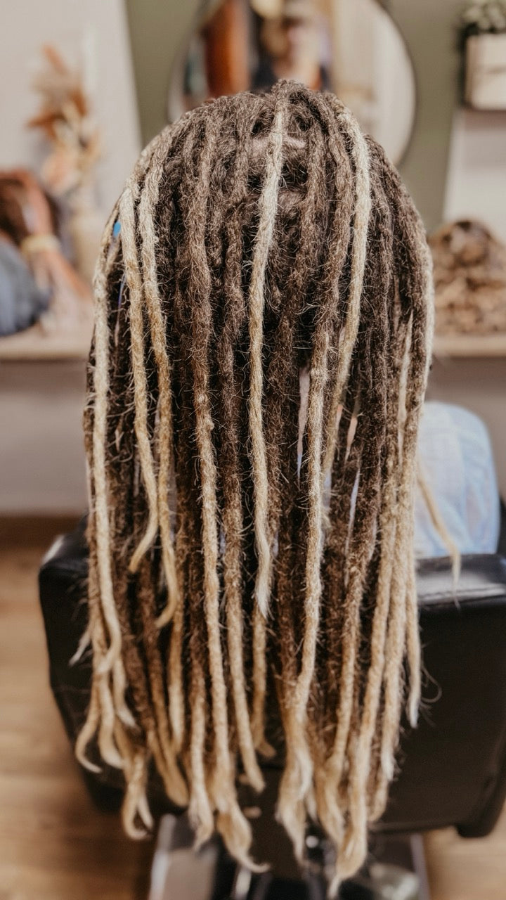 Back view of Dreadshop Salon Client's Real Dreadlocks