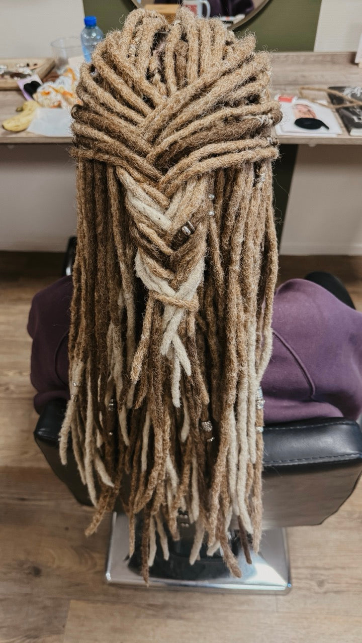 Dreadshop Salon Client with Synthetic Dreadlock Extensions