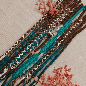 Decorated Dreadlocks Set | Teal Time | with Braids | Dreadshop