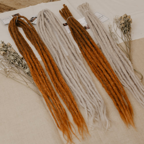 4 bundles of the dreadset Split gingerash in Bum length, Dreadset Locks of Love Shop the look, dreadset full head, Dreadset original locks of love 